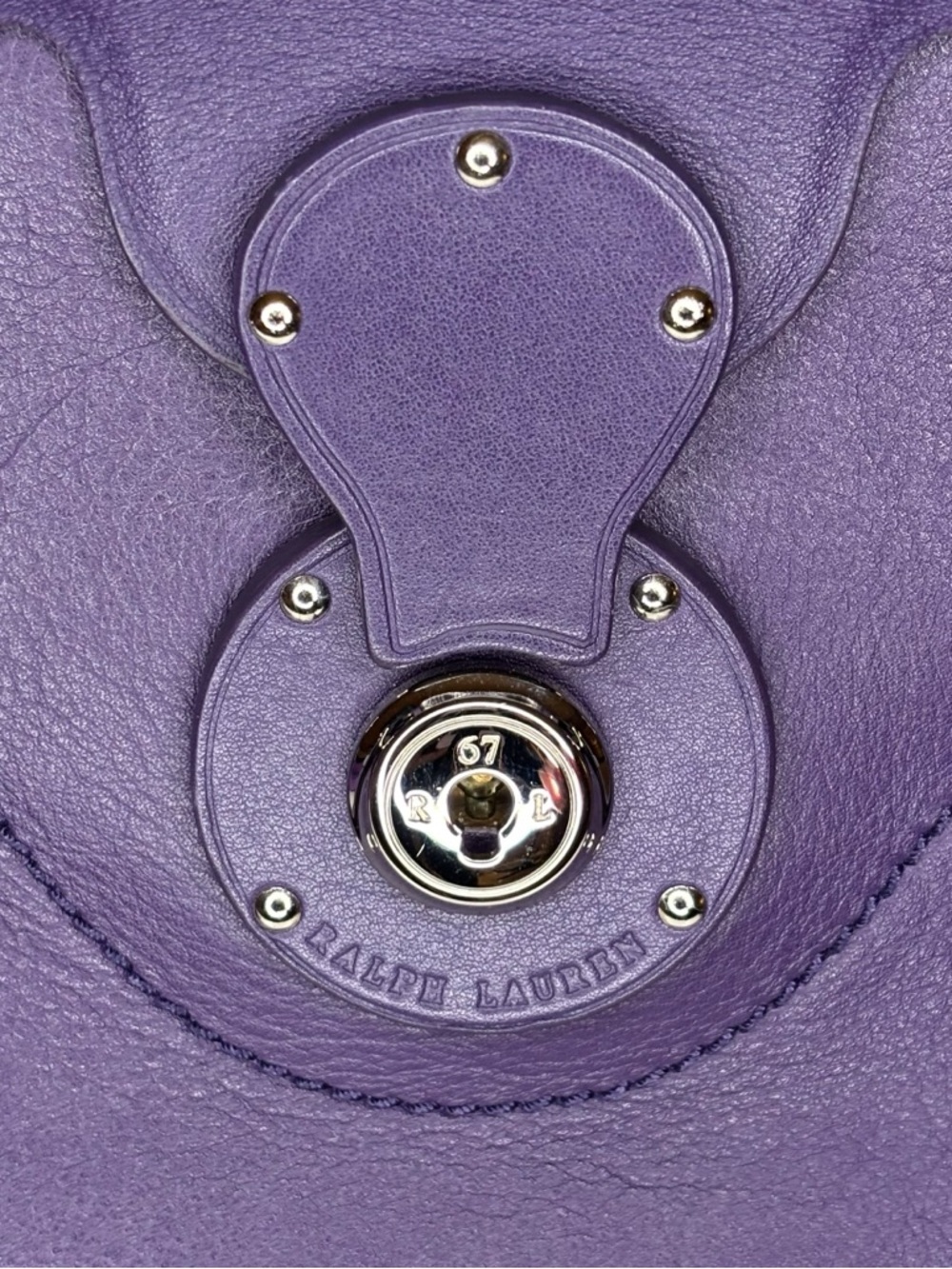 Ralph Lauren Mini Ricky Satchel | Purple Leather | Silver Hardware - Picture 8 of 16